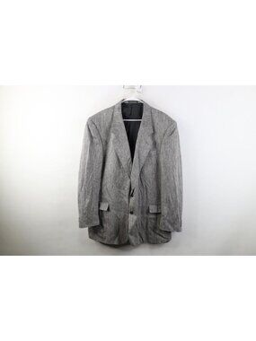 Vtg 90s Mens 50L Silk Herringbone Atomic Fleck Suit Coat Blazer Jacket Striped